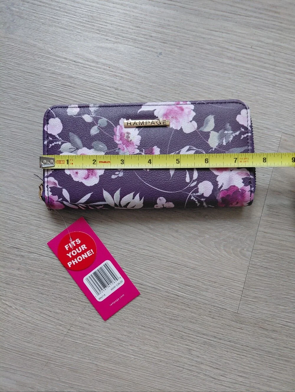 New! Rampage Purple Floral Zip Wallet